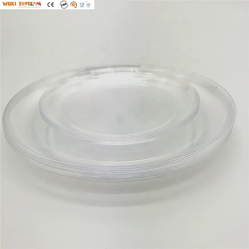 Высококачественная прозрачная декоративная одноразовая пластиковая тарелка с цветами, 6 дюймов