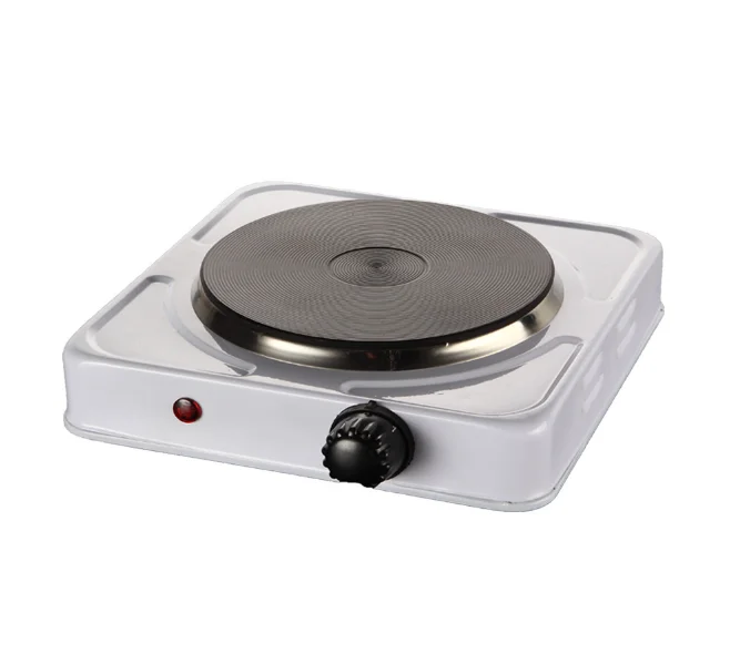 Single Electric Burner Stove Heavy Duty Flat Cast Iron Heating Plate, Power Indicator Light, Non-Skid Feet, Easy to Clean 1500W