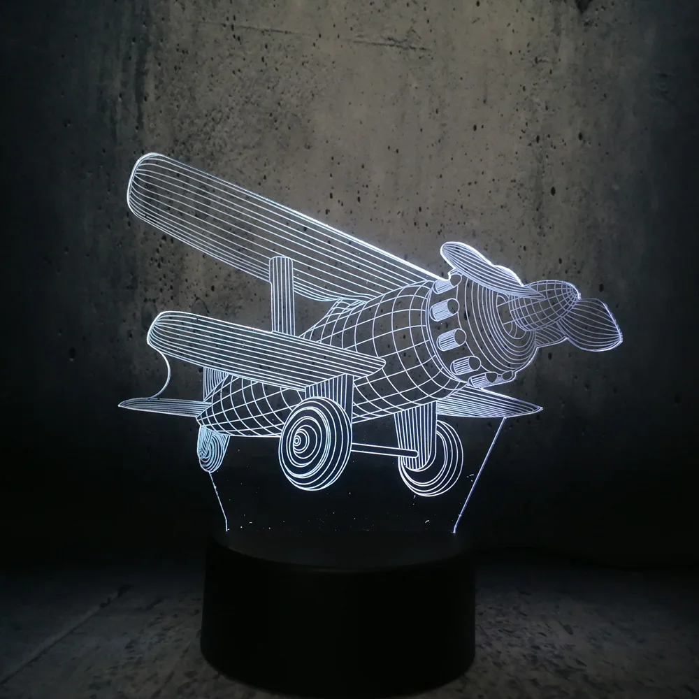 3D propeller air plan Aircraft Model Cool RC Toy Creative Night Light Touch LED Illusion Table desk bedside lamp Decor kids Toy