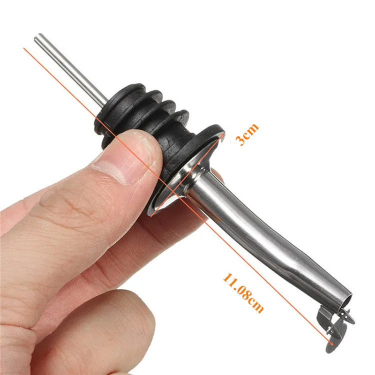 Stainless Steel Wine Stopper Spout Dispenser Free Flow Pourers Olive Oil Liquor Bottle Pourer with Flip-top Cover