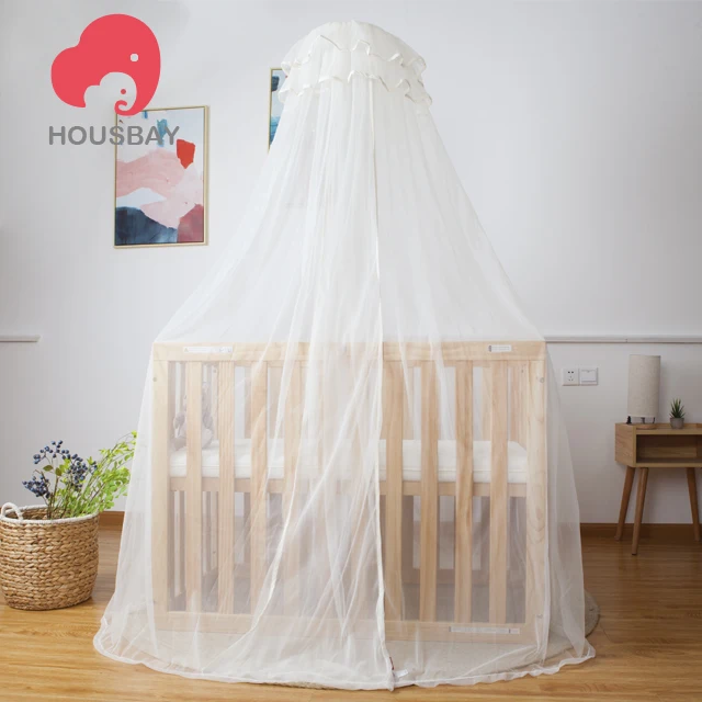 HOUSBAY High Quality 100% Nylon Crib Baby Bed Round Canopy Mosquito Netting and Baby Bedding Mosquito Curtain Easy to Install