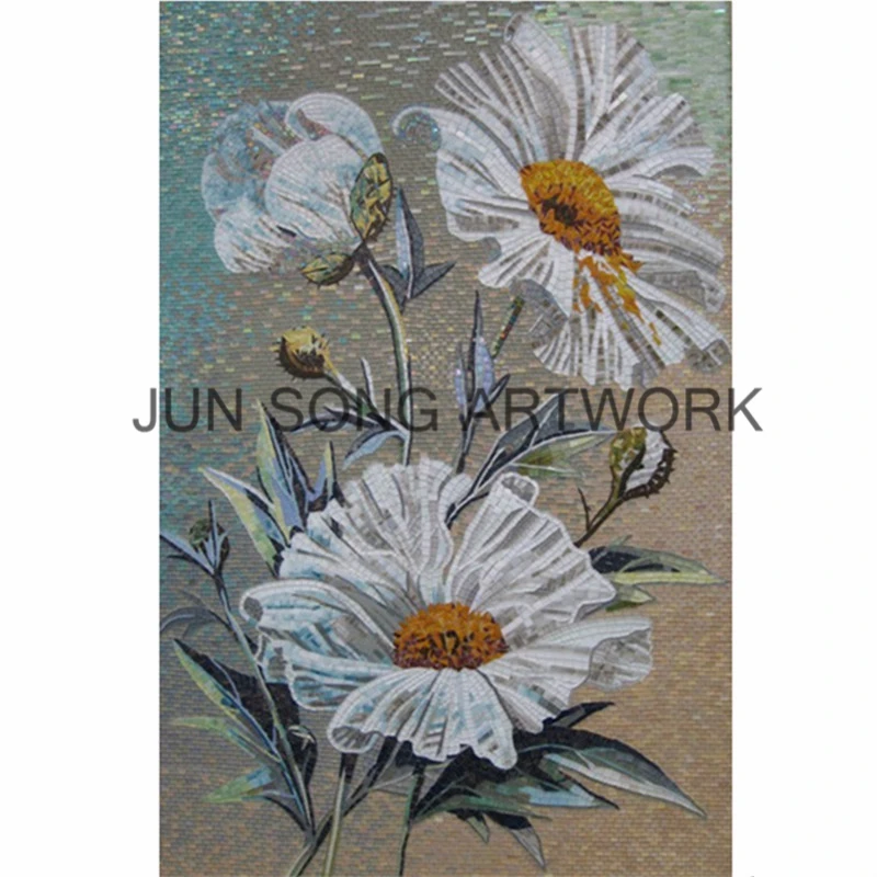 JS MFL-ST11 China Handmade Tile Flower Mosaic Picture Fireplace Wall Murals