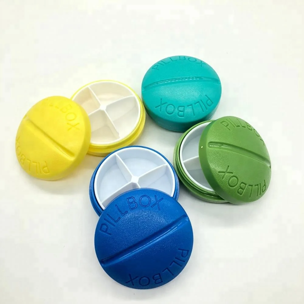 Convenient pill round shaped plastic storage a4 / medicine container