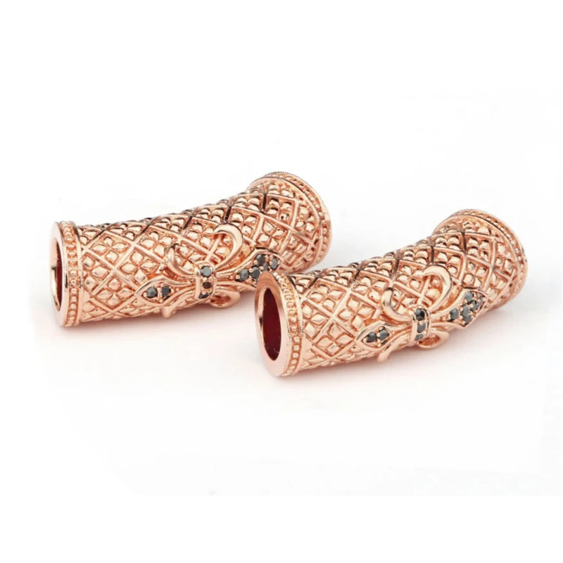 
Hot sale diamond tube shape fashion style cz brass custom metal bracelet beads charm connector micro pave spacer beads 