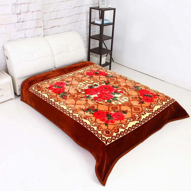 High Quality Classic Design Adults 5kg/6kg/7kg/8kg2 Ply 1 Side Embossed Raschel Blanket For Bedroom