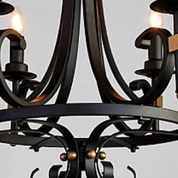 Antique castle European classical style pure black creative iron 12 lamp holder chandelier