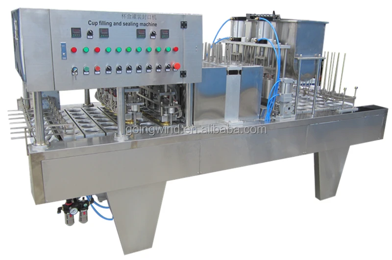 Automatic 2 head cup filling sealing machines auto plastic cups water jelly jam yogurt packaging machine cheap price for sale