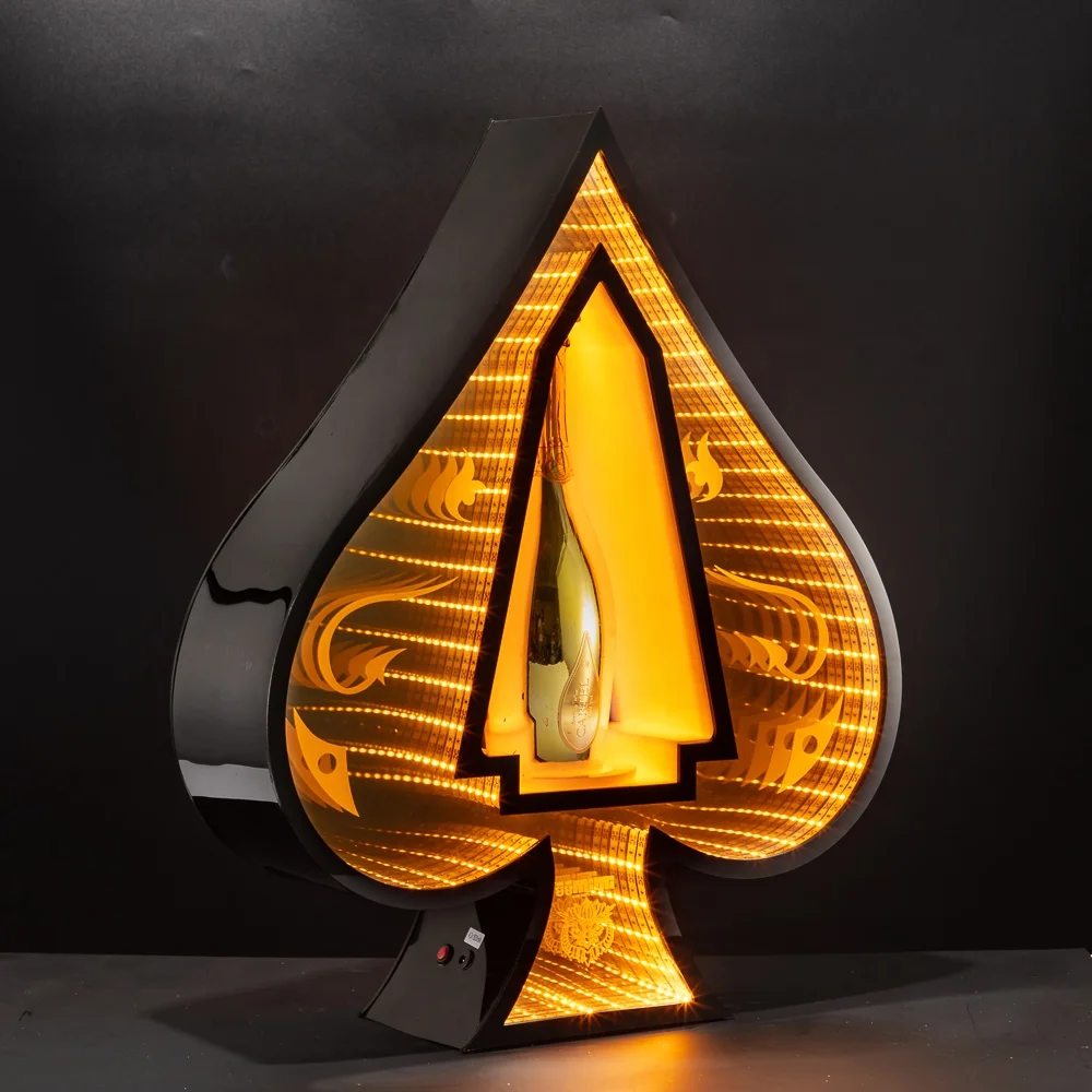 Rodnn LED Bottle Glorifier Bottle Display Spade Shape Heart Shape Infinity Logo