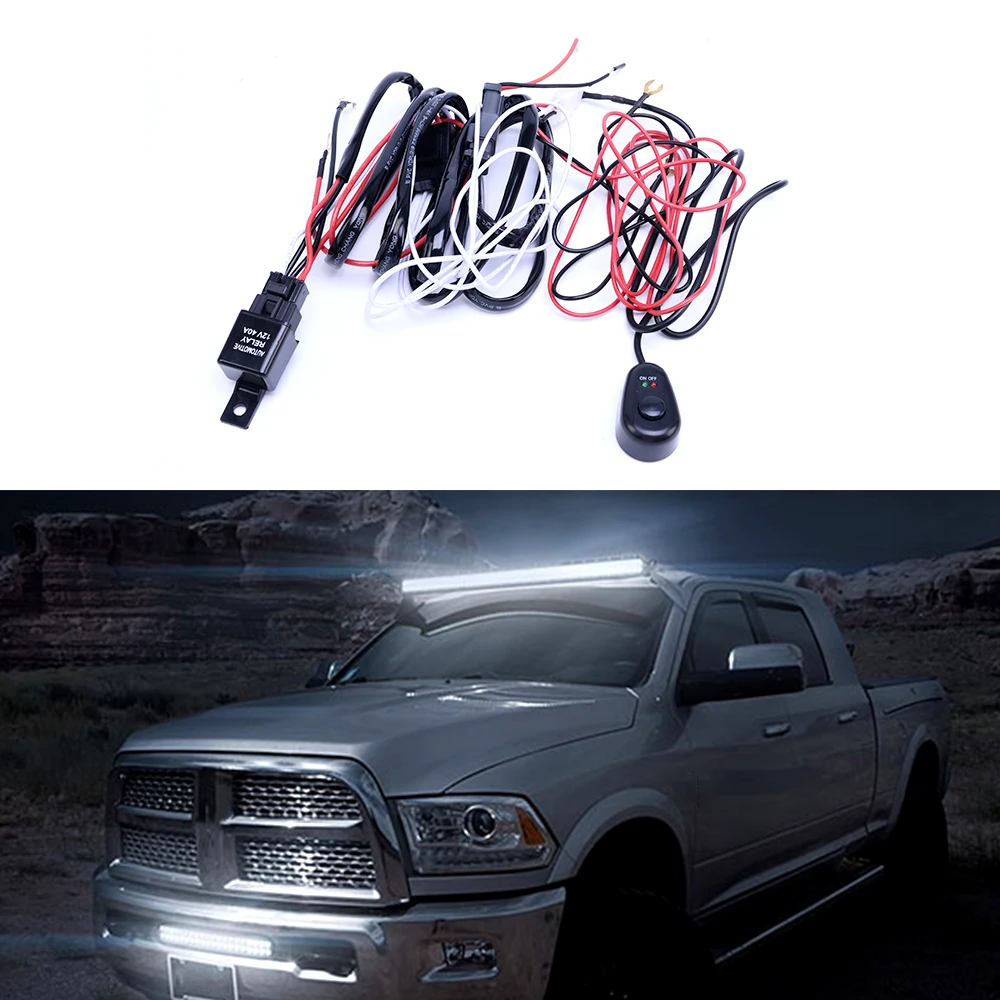 Switch Relay Fuse Wiring Harness Kit, Automotive Remote Control Wiring Harness Kit with Switch For LED Headlight Lightbar