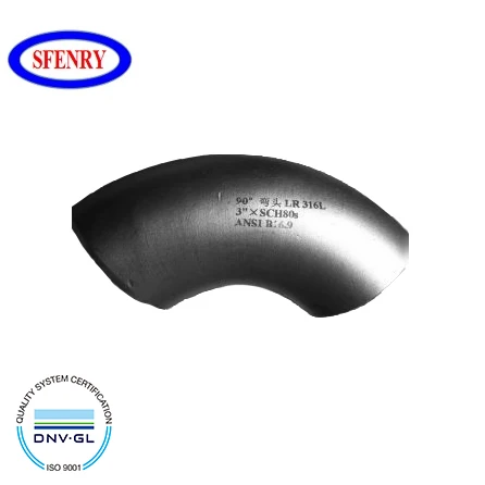 Sfenry Butt Weld Pipe Fittings 6 Inch 8 Inch 10 Inch A403 WP304 SS304 SS316 Stainless Steel 90 Degree Elbow Dimensions