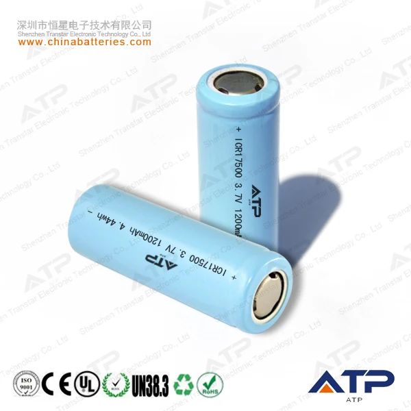 lithium  17500 rechargeable li ion batteries 3.7v 1200mah battery / icr 3.7v 17500 1200mah battery cells for digital camera
