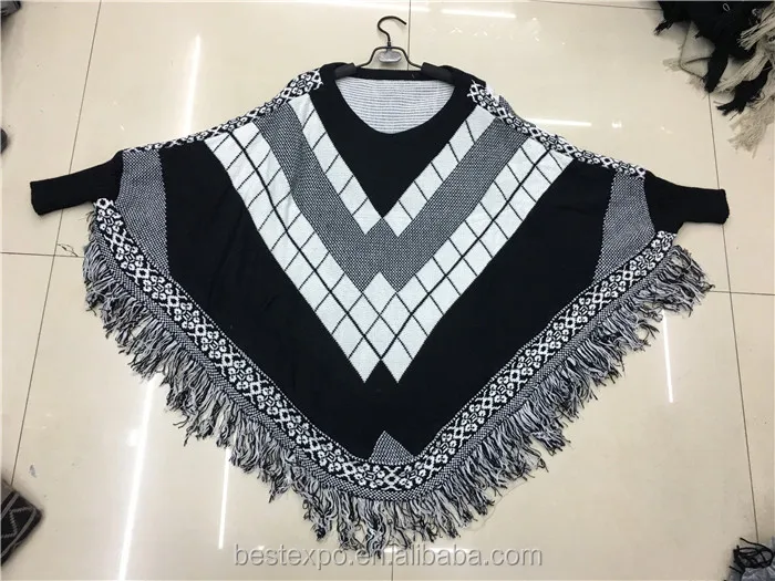 
wholesale latest designs for girls knitted crochet sweater with sleeve custom mexican poncho 