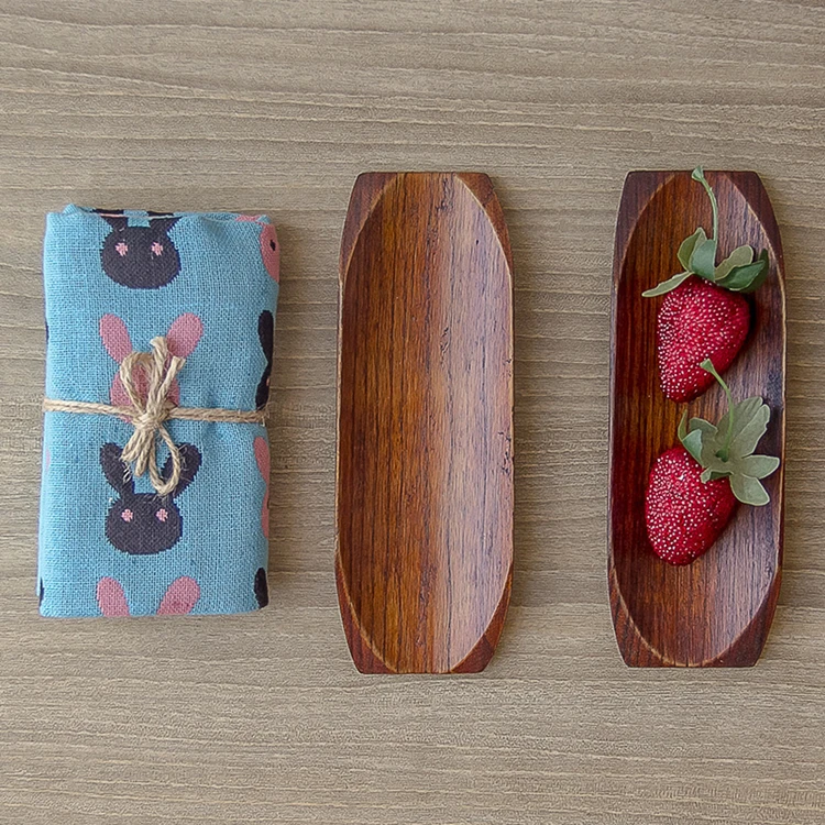 Classical Hot Sell Japanese Handmade Wood Towel Tray Sushi  Dish Plate