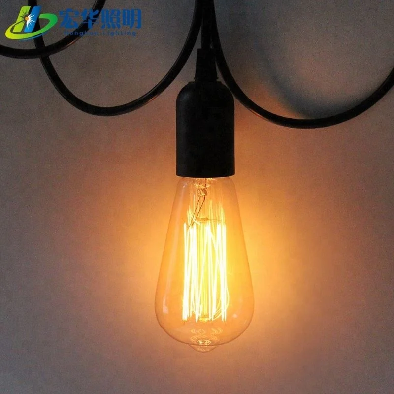 Vintage Edison Retro Pendant Light PVC Fabric Cord Plastic Metal Lamp Holder