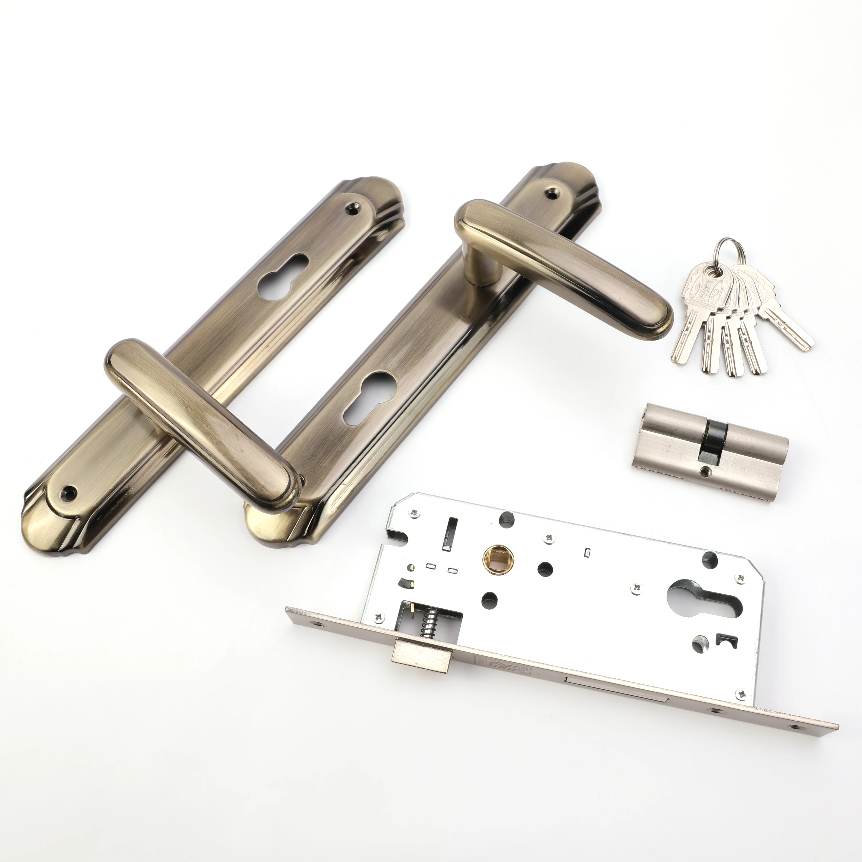 
Africa hot sale design Aluminum Iron doorlock handle cylinders low price hotel Zinc door lock 
