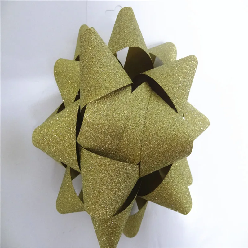Indoor Plastic glitter pretied florist luxury gift wrap christmas wedding decoration polyester ribbon bows