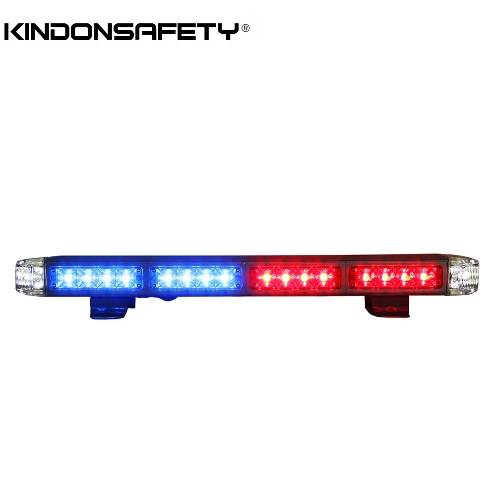 Dual color amber change to blue LED warning mini light bar ambulance strobe bar Silver or Black Aluminum 48inch