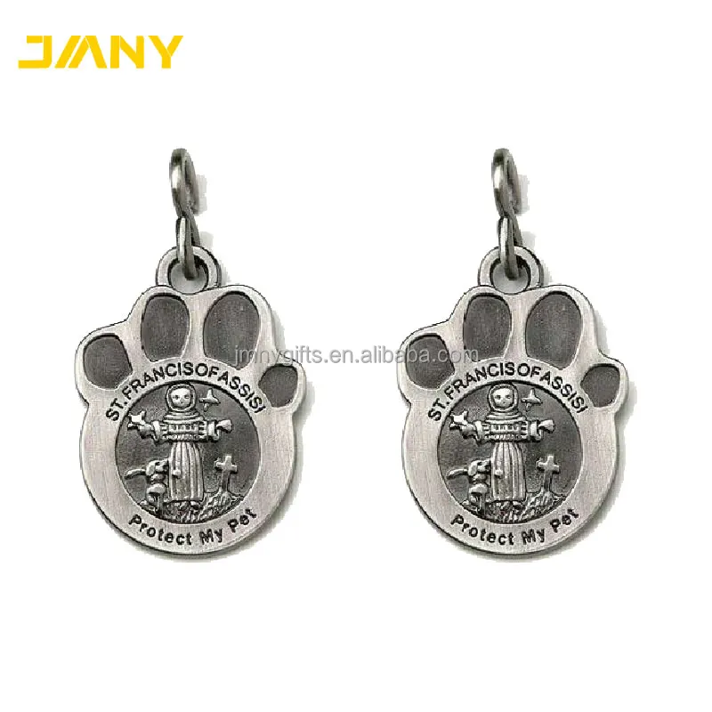 Personalized Antique Gold Plated St Francis Medal Pet Name Tags