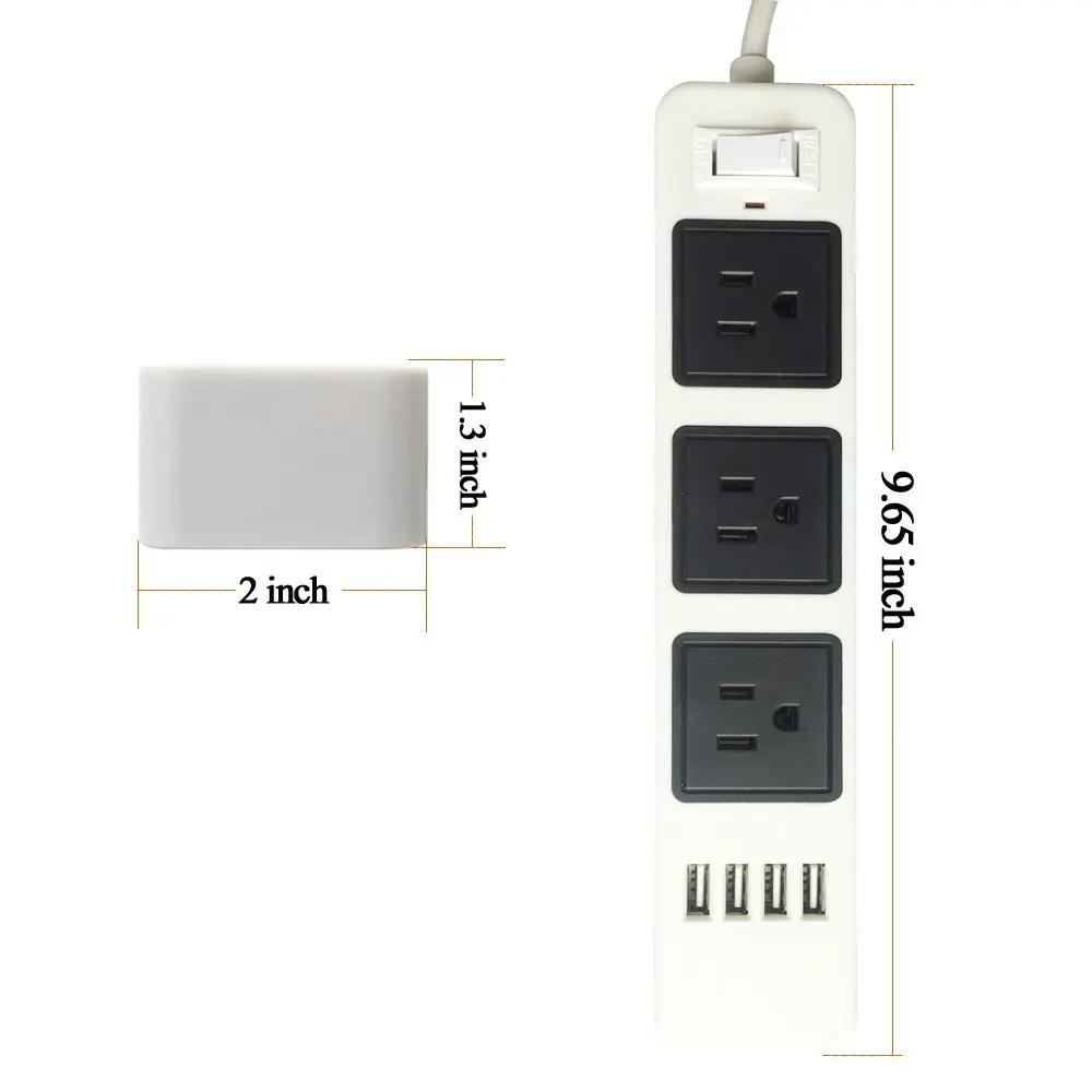 
Power Strip 3-Outlet Surge Protector with 4-USB Charging Station Smart Power Socket with 6.5ft Extension Cord 