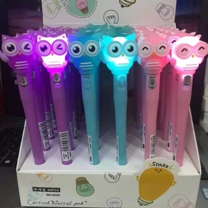 Cartoon unicorn light pen neutral light pen with lamp silicone head modeling 3D doll unicorn neutral pen