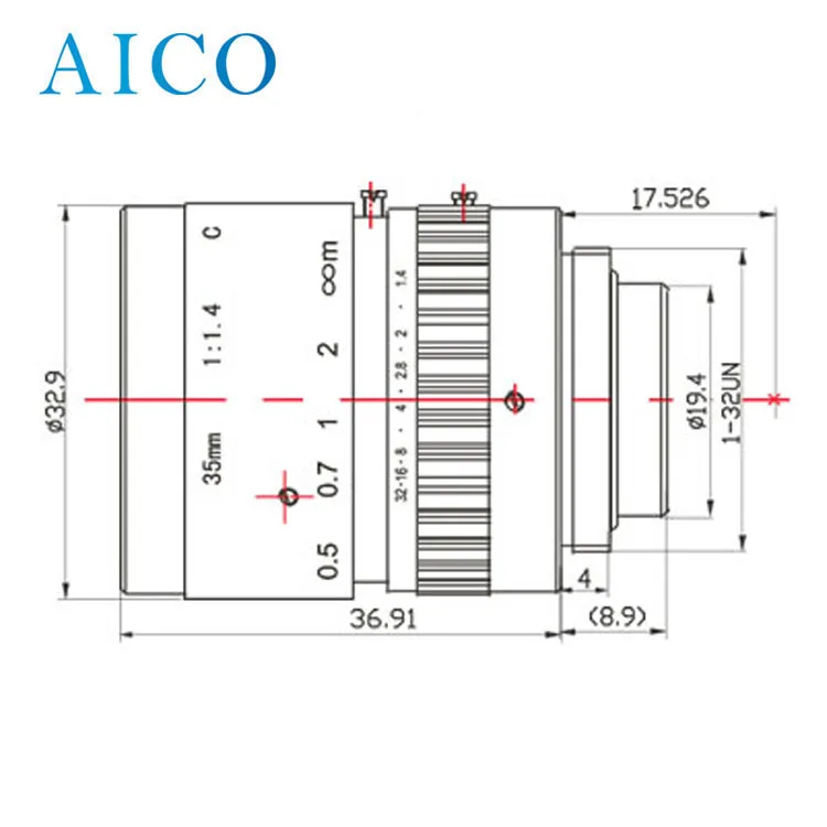Объектив видеонаблюдения 35 мм, 2/3 дюйма, Fno 1,4 F1.4, 2 Мп, 35 мм