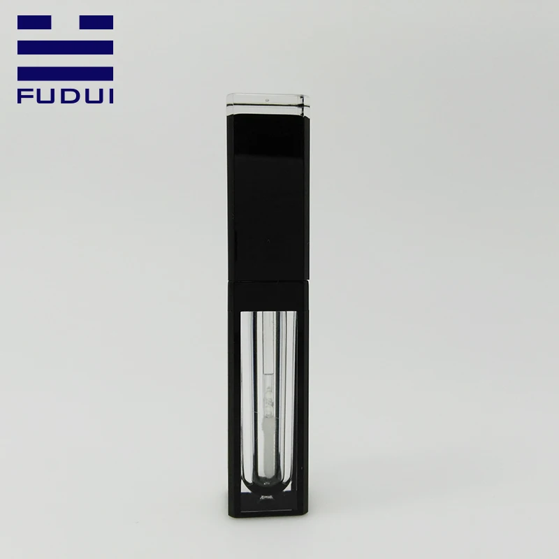 
High quality square clear empty black cap custom 5ml lip gloss tubes 