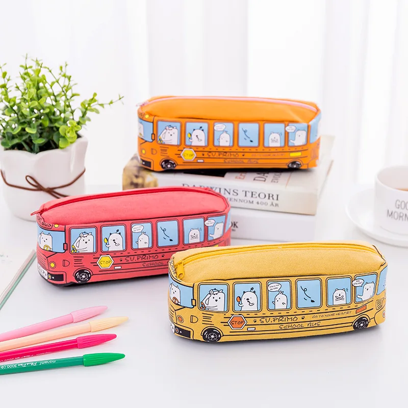 XC Creative Bus Schoolbag Personal Chao Language Simple Pencil Box Stationery Bag