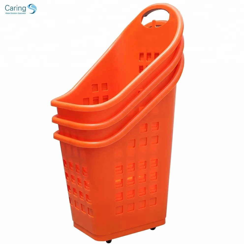 Wholesale priced shopping basket with wheels/plastic wheel shopping basket/shopping trolley