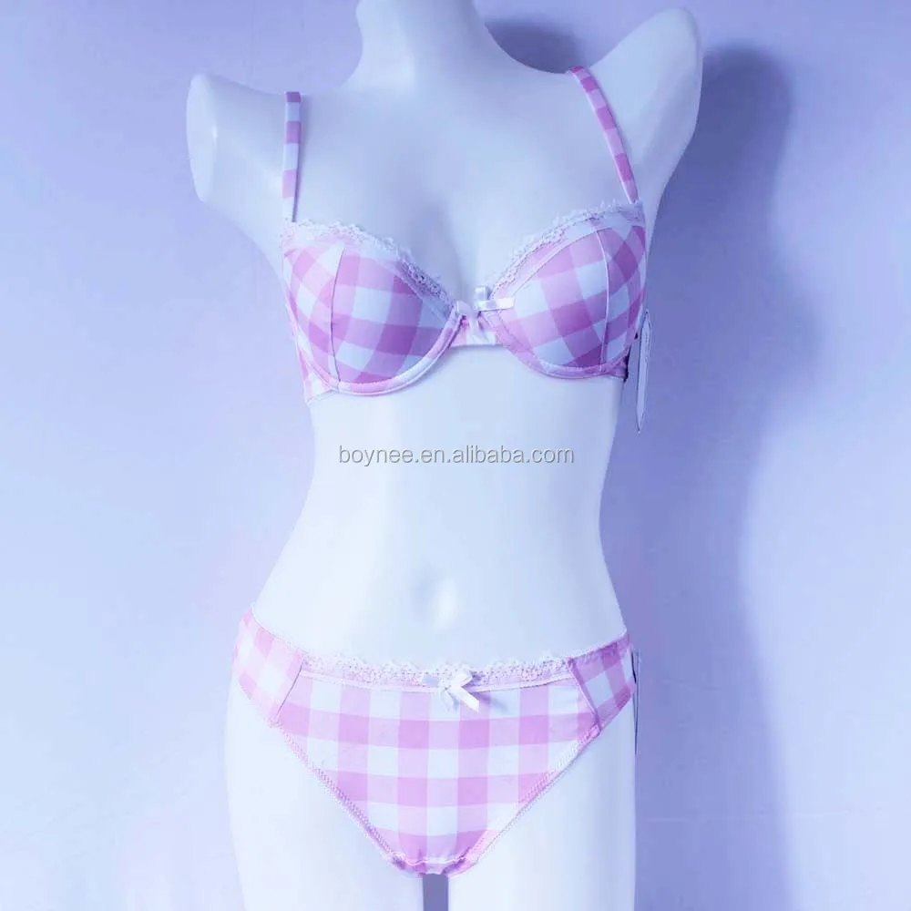 New Hot OEM Cotton New Bra Panty Photo For Young Girl Women Bra Set Transparent Inner Wear