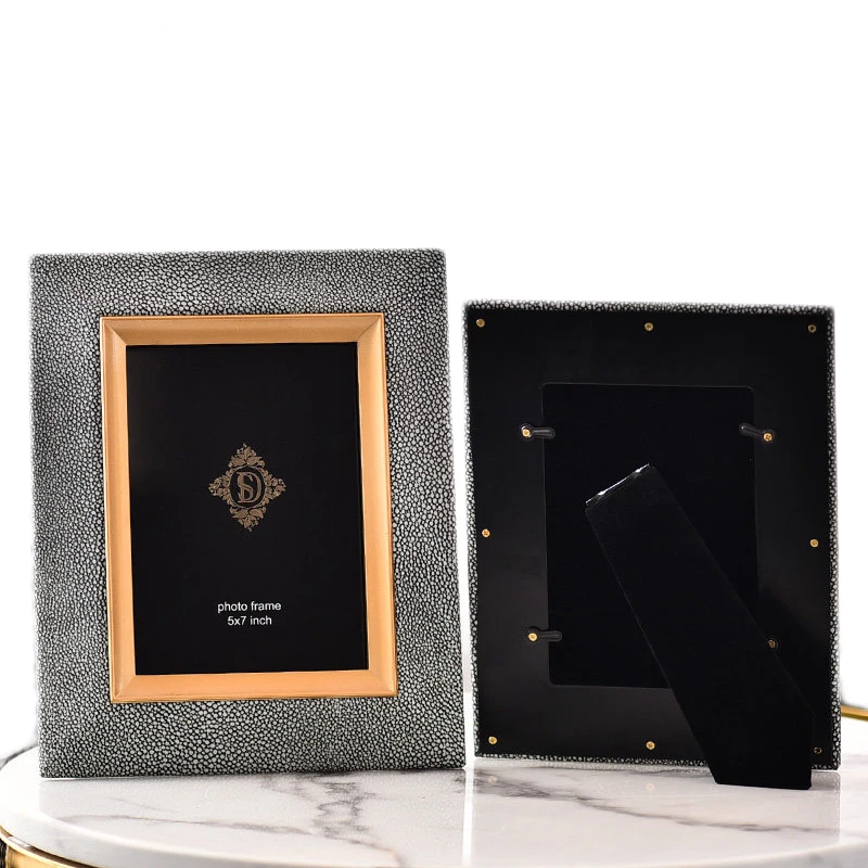 Modern light luxury model room alloy photo frame leather photo frame set 6 inch 7 inch decorative picture frame soft decorations