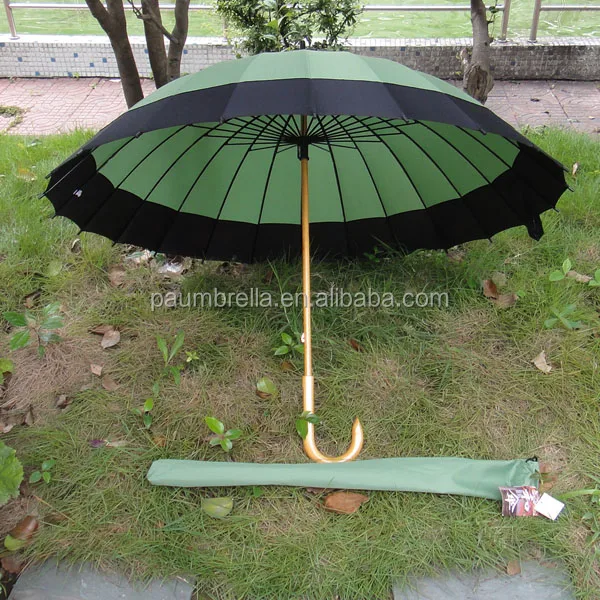 High quality 16 ribs deck umbrella wooden chinese umbrella