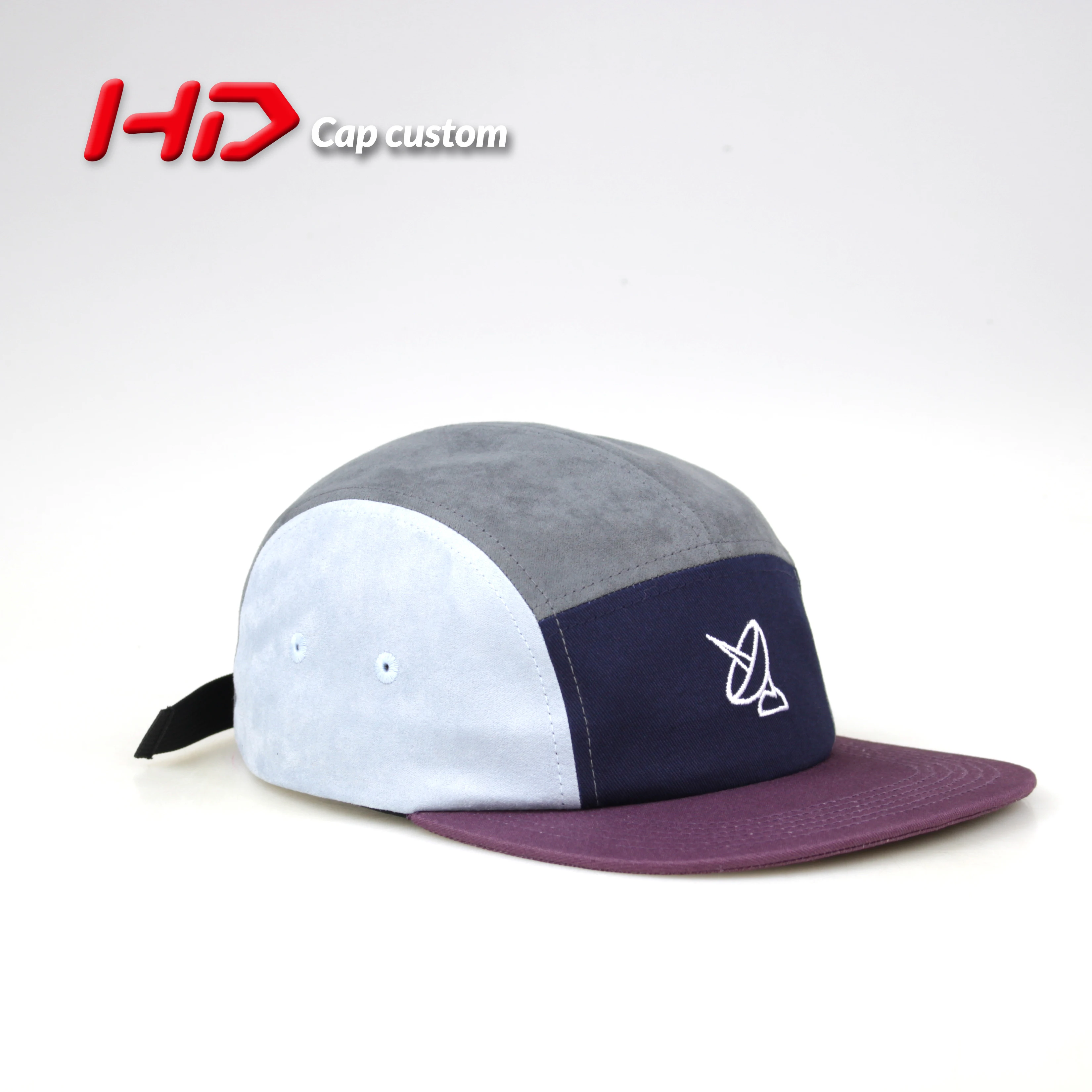 5 panel camp caps with embroidery logo flat brim unstructured style 5 panel hats