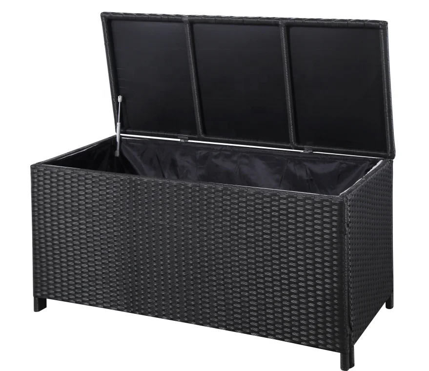 Rongjiu high quality plastic rattan garden storage box yards used outdoor furniture