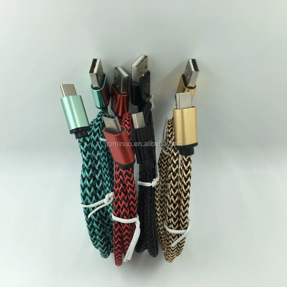 3FT/1 м usb кабель с нейлоновой оплеткой 2.4A быстрой зарядки type C для зарядного устройства и синхронизации данных шнур Samsung Galaxy S8 + Google Pixel