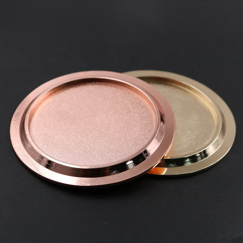 
Manufacturer custom logo zinc alloy shiny rose gold candle jar metal glass lid 