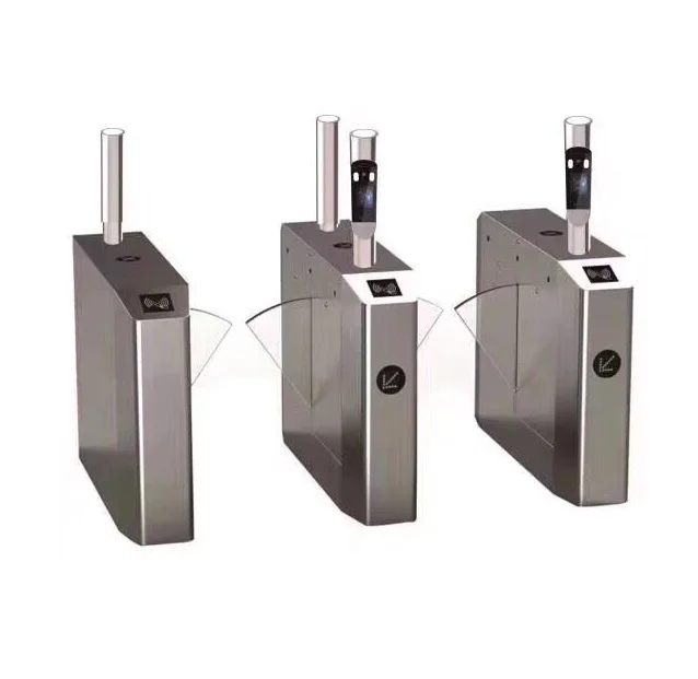 Access control face recognition flap turnstile with barcode scanner