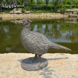 Pheasant Figurine Home Decor, Big Bird Statue Animal Sculptures Figures Bronze Mid-Century Modern Art