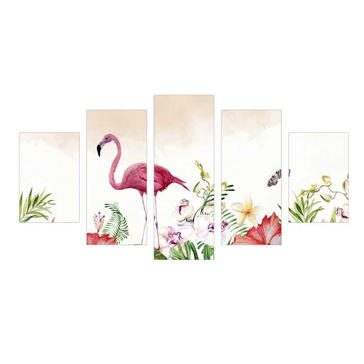 
Wall art decorative 5-piece handmade abstract flower crane painting oil painting canvas 