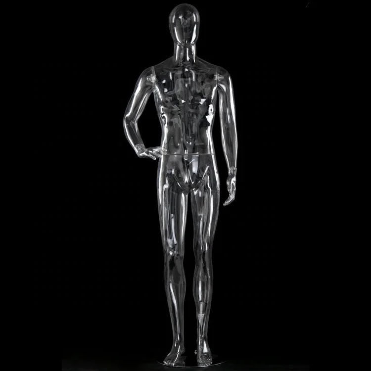 Plastic light weight pc clear transparent full body tall egg head male mens mannequin for window display