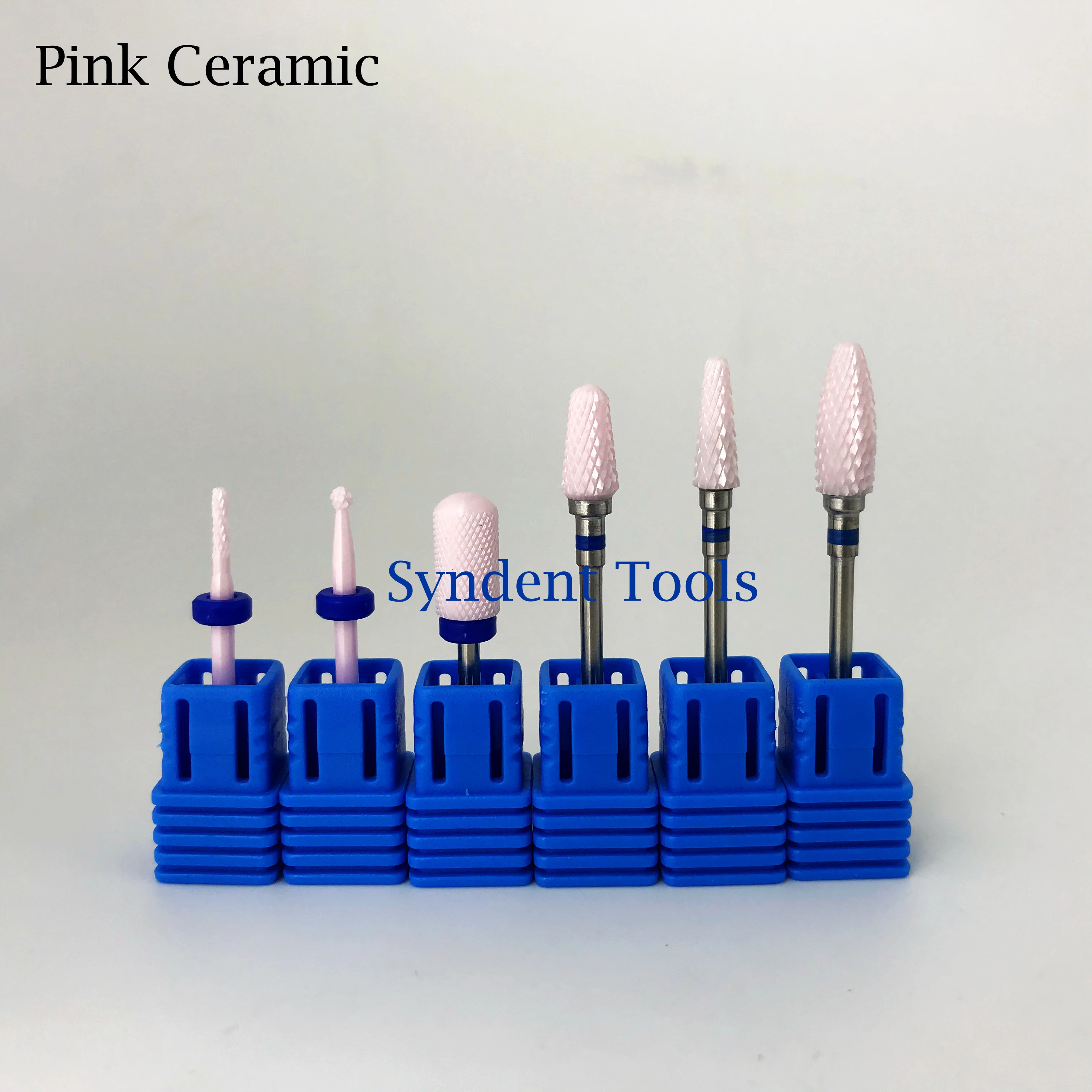 Good quality pink white ceramic acrylic nail drill bits burs dental pedicure podiatry use set kit