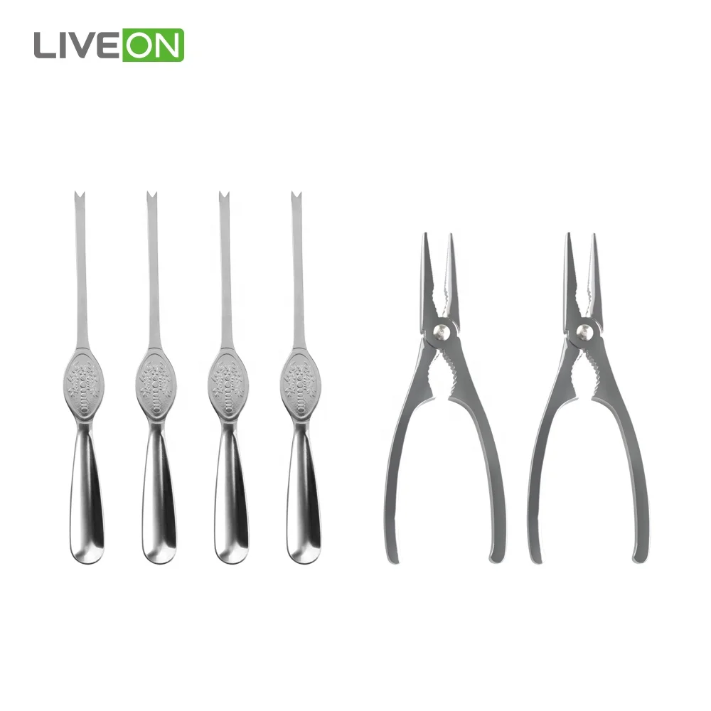 2 Pcs Crab Crackers and 4 Pcs Lobster Picks/Forks