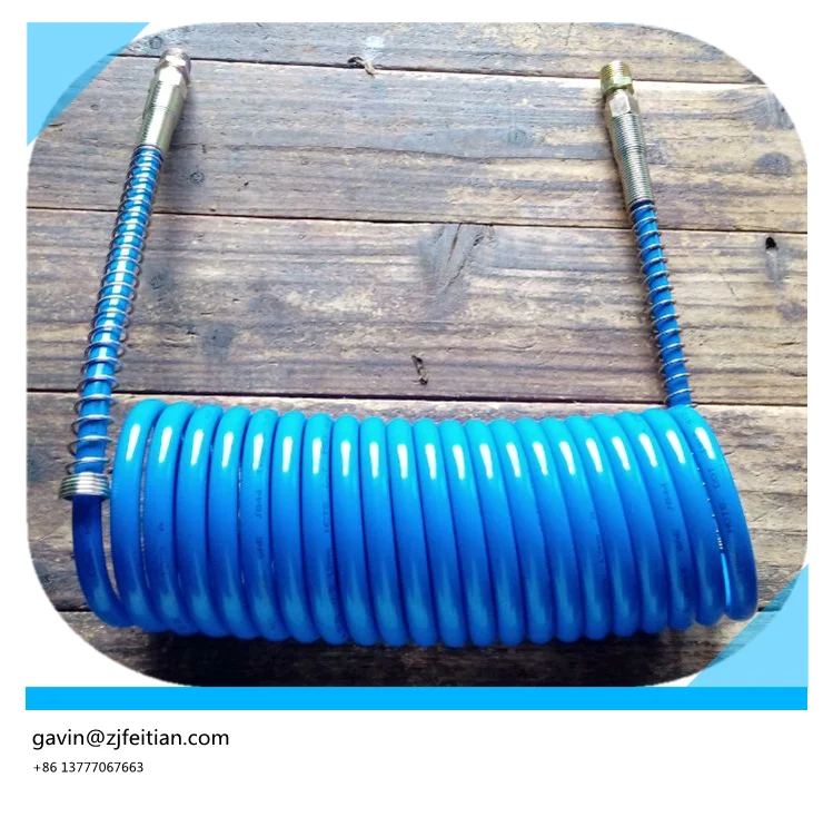 DOT SAE ISO DIN approved nylon PA12 spiral coil air hose for air brake hose system of trucks and trailers