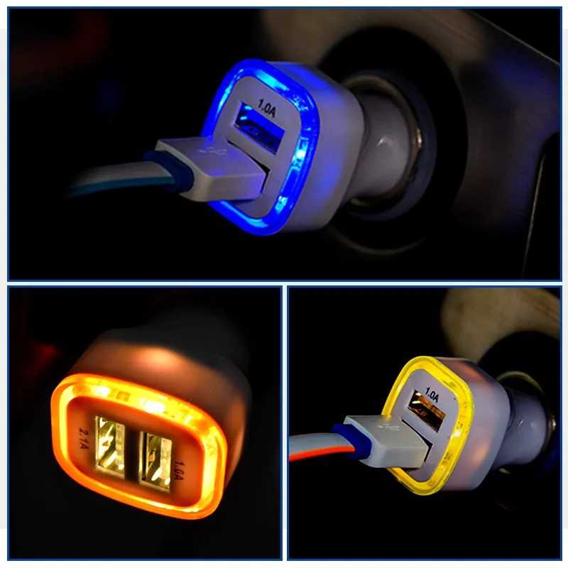 
ZZYD Universal Dual USB Ports 2.1A Car Vehicle LED Charger Phone 