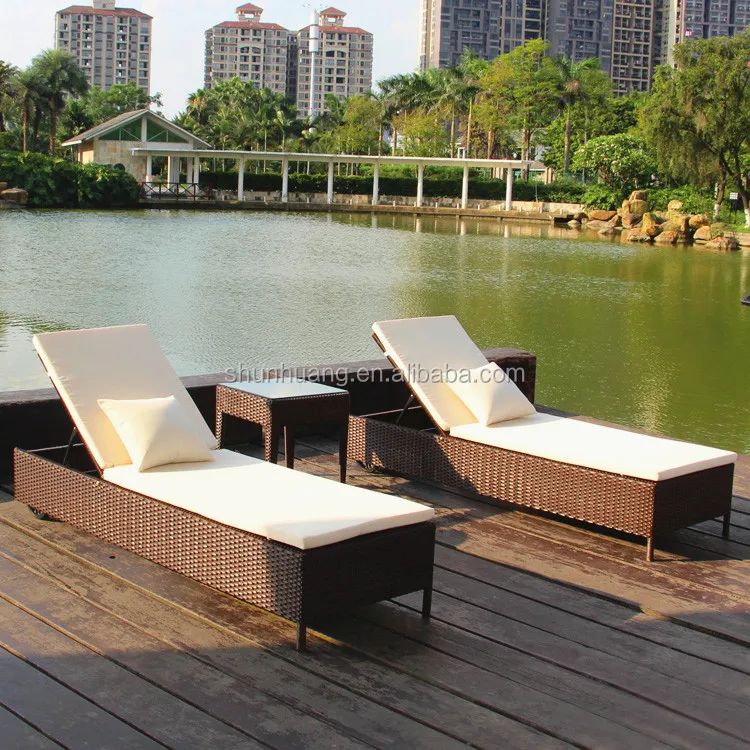 PE ротанговый пляжный шезлонг мебель у бассейна