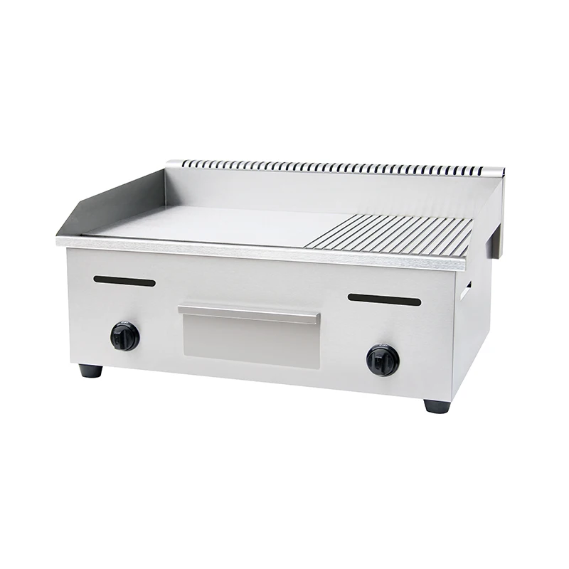 commercial stainless steel desktop gas griddle(half grooved)