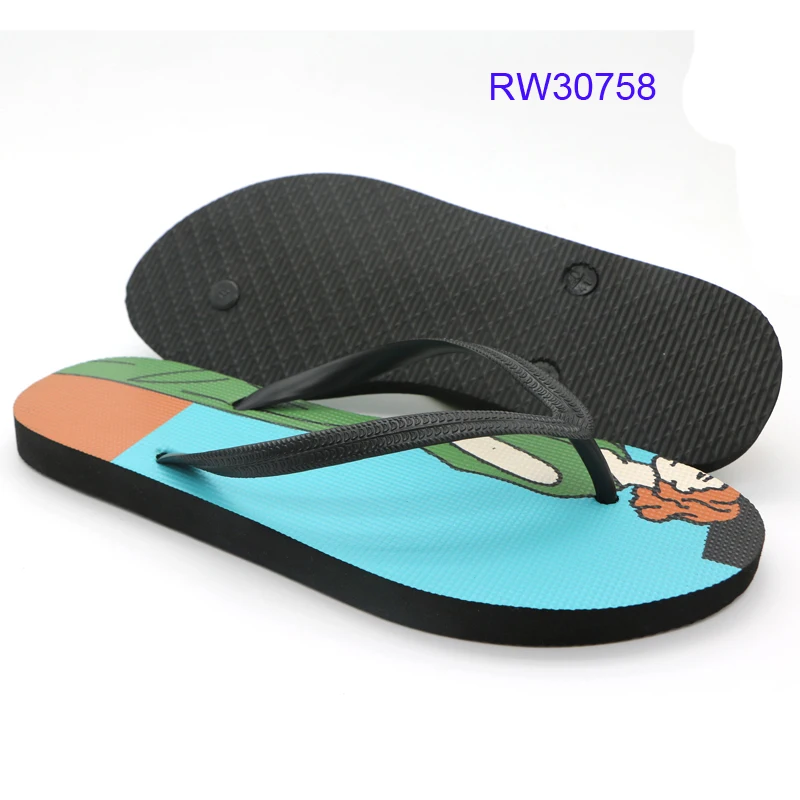 RW30758 New Design 3D insole print flip flops rubber flip flops with logo printing ipanema flip flops