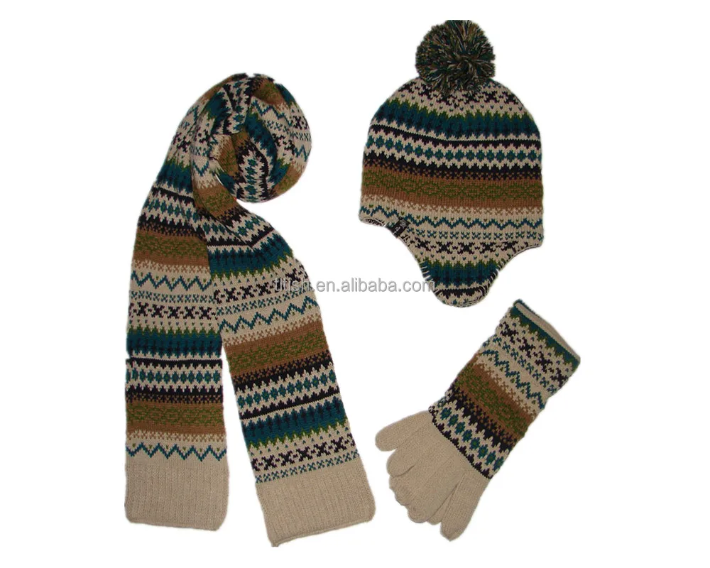 newest design pretty elegant soft fashion scarf, hat & glove sets