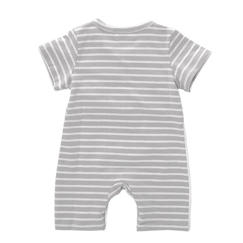 Petelulu Summer Babies Cartoon Romper Clothes Baby Boy Girl Stripes Cotton Jumpsuit Outfit Clothes With Animal Design Printing