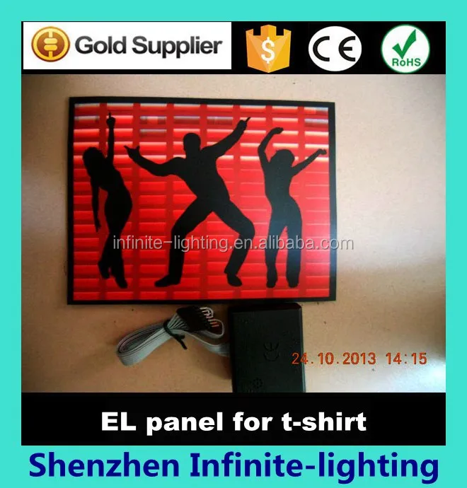 Luminous Electroluminescent Panel Plus Battery Pack Flashing Equalizer T-shirt Panel Night Club Lights Led El logo 50pieces/Lot
