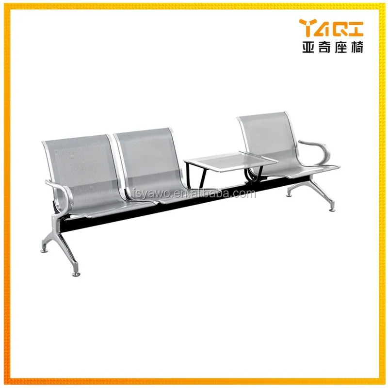 wholesale cheap modern silver color 4-seater middle table steel waiting room bench seating YA-26